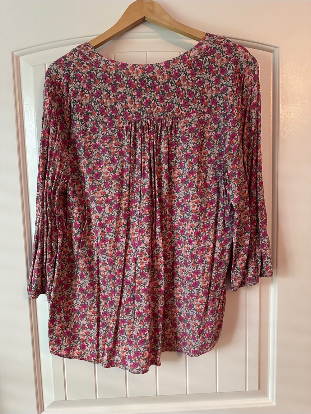 St. John's Bay Pink Floral Button-Front Blouse - Picture 2 of 2
